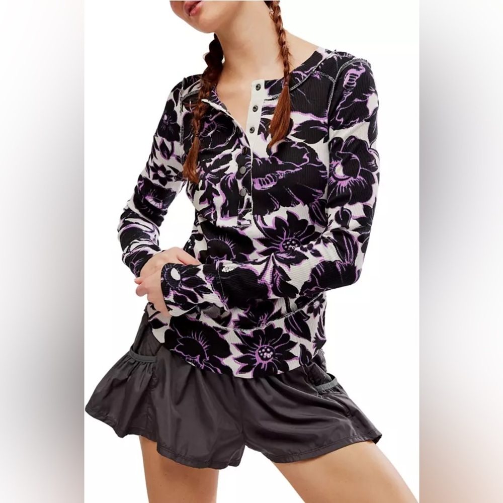 NWT Free People Movement Womens Rally printed layer top